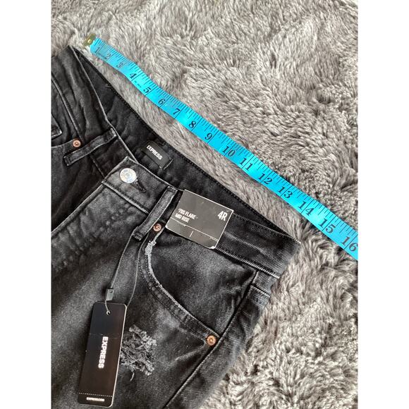 NWT Express Women's Denim Mid Rise 70s Flare Jeans Cowgirl Western Black Size 4R - Picture 10 of 12